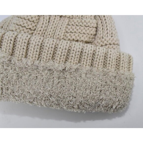 ?Beanie for Women Fuzzy Fleece Lined Knitted Stretch Pom Hat main image 5